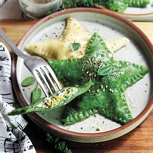 Ravioloni verdi di spinaci vegan