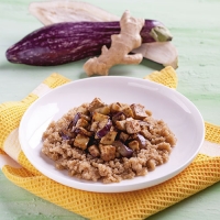 Amaranto con melanzane e tofu croccanti