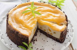 Baked Cheesecake with Chocolate, Ricotta and Apricots