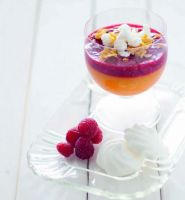 Scented Dessert of Melon and with Raspberry and Meringues