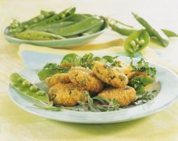 Tofuball with Peas and Watercress