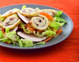 Spirals of Omlette with Mushrooms an a Bed of Lettuce