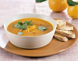 Soup of Pumpkin and Carot with Clementine Juice and Ginger