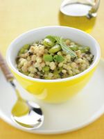 Minestra di Fregola con Fave alla Menta