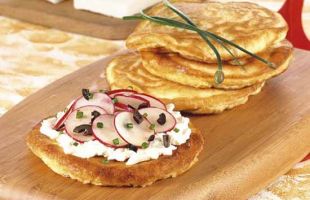 Focaccine Bread with Crescenza Cheese, Radishes and Olives