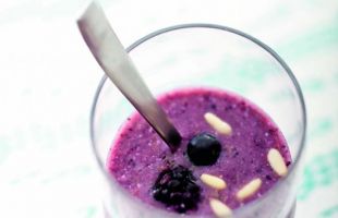 Purple Smoothie of Blueberries and Blackberries with Pine Nuts