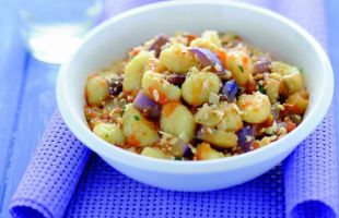 Gnocchi with Spiced Eggplant and Crunchy Almonds