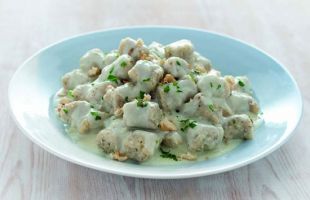 Buckwheat Gnocchi in Blue Goat Cheese Goat Sauce