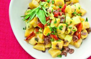 Gnocchi allo Zafferano con Topinambur e Olive