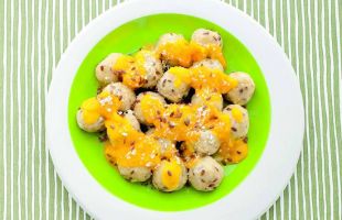 Ricotta Gnocchi with Flax Seeds and Carrot Sauce