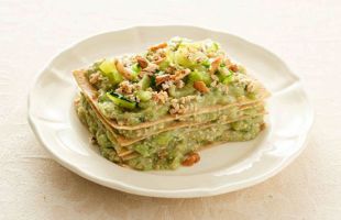 Whole Wheat Lasagna with Chicory and Smoked Tofu