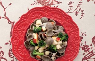Buckwheat Orecchiette with Broccoli, Chestnuts and Apples
