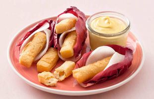 Chickpea Sticks with Radicchio Salad, Turnips and Vegan Mayo