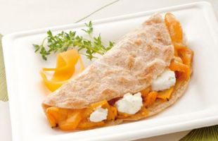 Paratha with spiced Pumpkin and Goatcheese 
