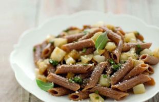 Whole Wheat Pasta with Sage and Diced Jerusalem Artichockes