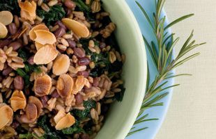 Primo di Avena e Azuki con Spinaci e Mandorle Tostate