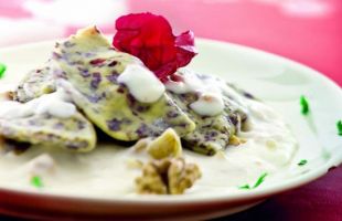 Ravioli with Radicchio and Walnuts in Taleggio Cream