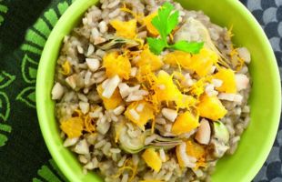 Brown Rice with Orange and Artichokes  Cream