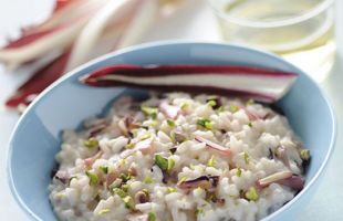 Risotto with Radicchio, Soft Cheese and Pistachios