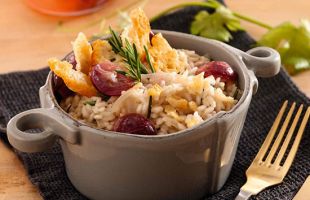 Risotto with Grapes and Parmesan Waffles