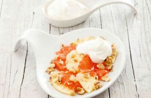 Foamy Ricotta Cheese with Grapefruit and Pineapple