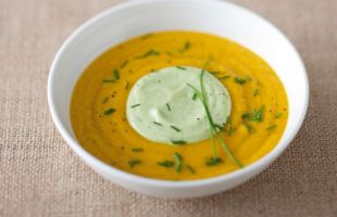 Cream of Carrot and Avocado with Chive