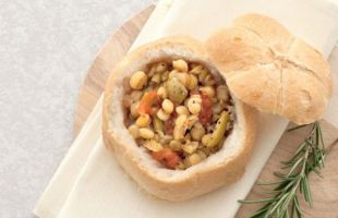 Soup of the Marche Region with Cicerchie and Chopped Olives